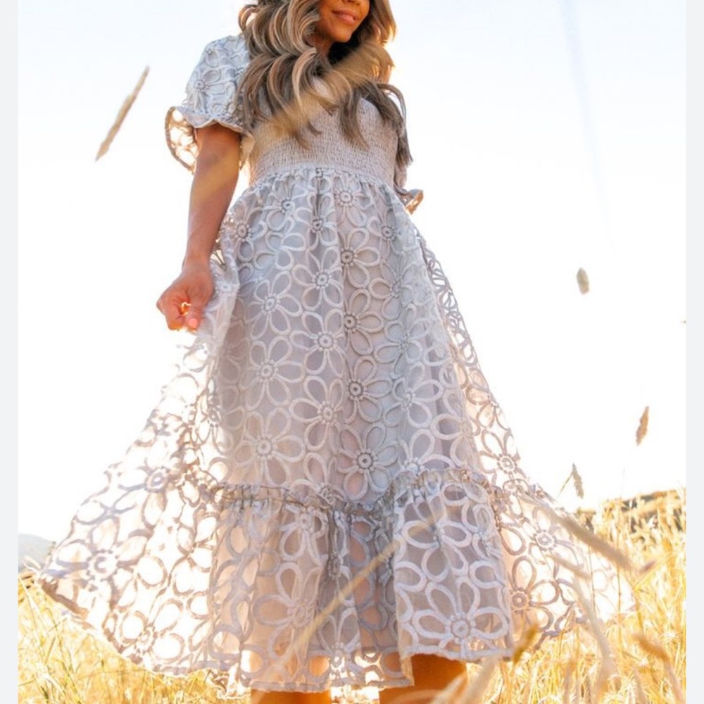Elegant Grey Lace Dress